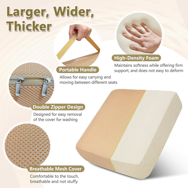 ECISZ Extra Thick Chair Cushion, Adult Booster Seat Cushion, Easy Rise for Elderly, Office Chair Booster Seat Elevation Pillow Extra Firm Riser Supportive Lift Cushion with Carry Handle - Image 3